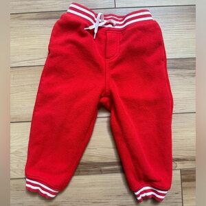 Janie and Jack Red Fleece with White Piping Sweatpants / Joggers; Size 18-24 mo